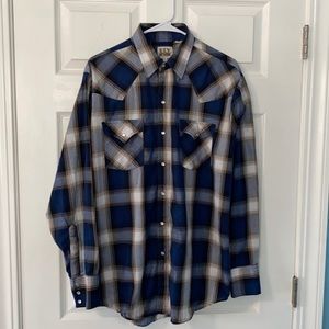 ☘️ 3/$30 Vintage Western Ely Cattleman Pearl Snap Shirt Sz Lg